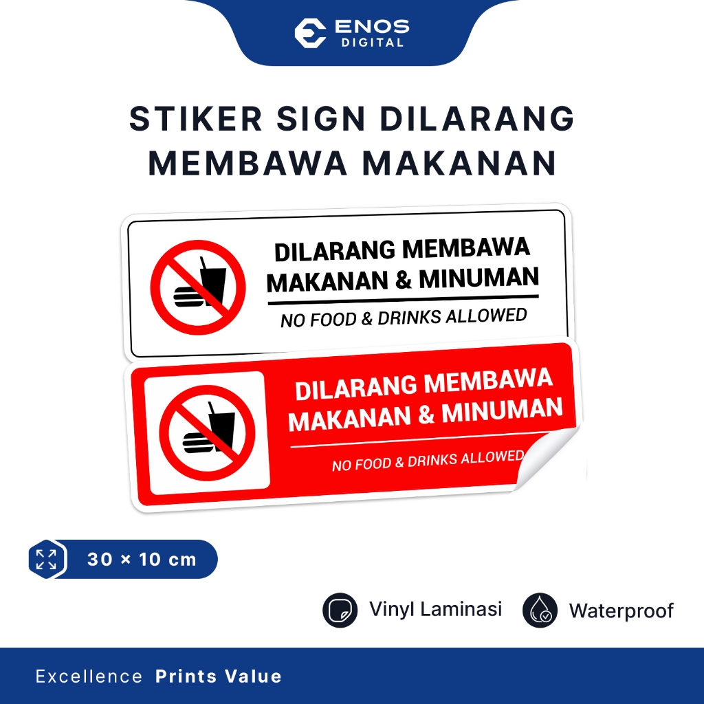 

Stiker Dilarang Membawa Makanan Dan Minuman Dari Luar Sticker Sign No Food And Drinks Allowed