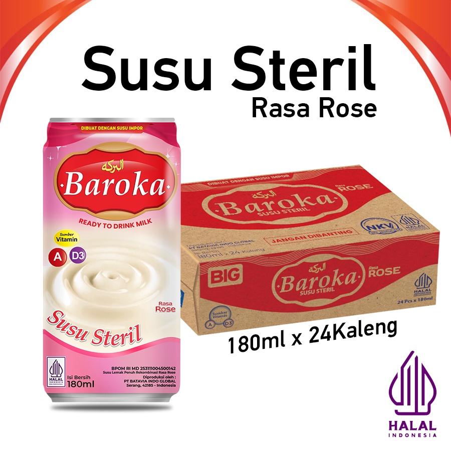 

Susu Steril Baroka Rasa Rose 180ml GROSIR dus isi 24 Kaleng (1 karton)