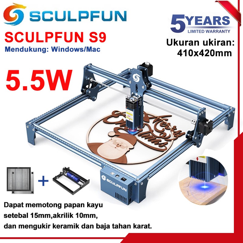 Sculpfun S9 laser engraving machine Mesin cetak ukiran kayu mesin ukiran laser CNC portabel alat