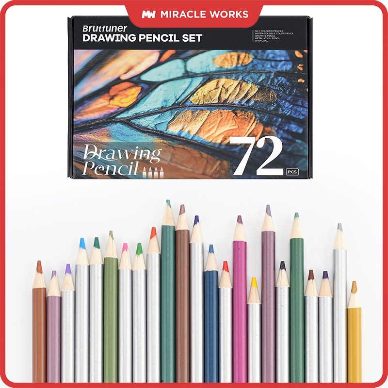 

MW Brutfuner 72 Warna Professional Wood Soft Lead Colored Pencils Set for Drawing Sketch School