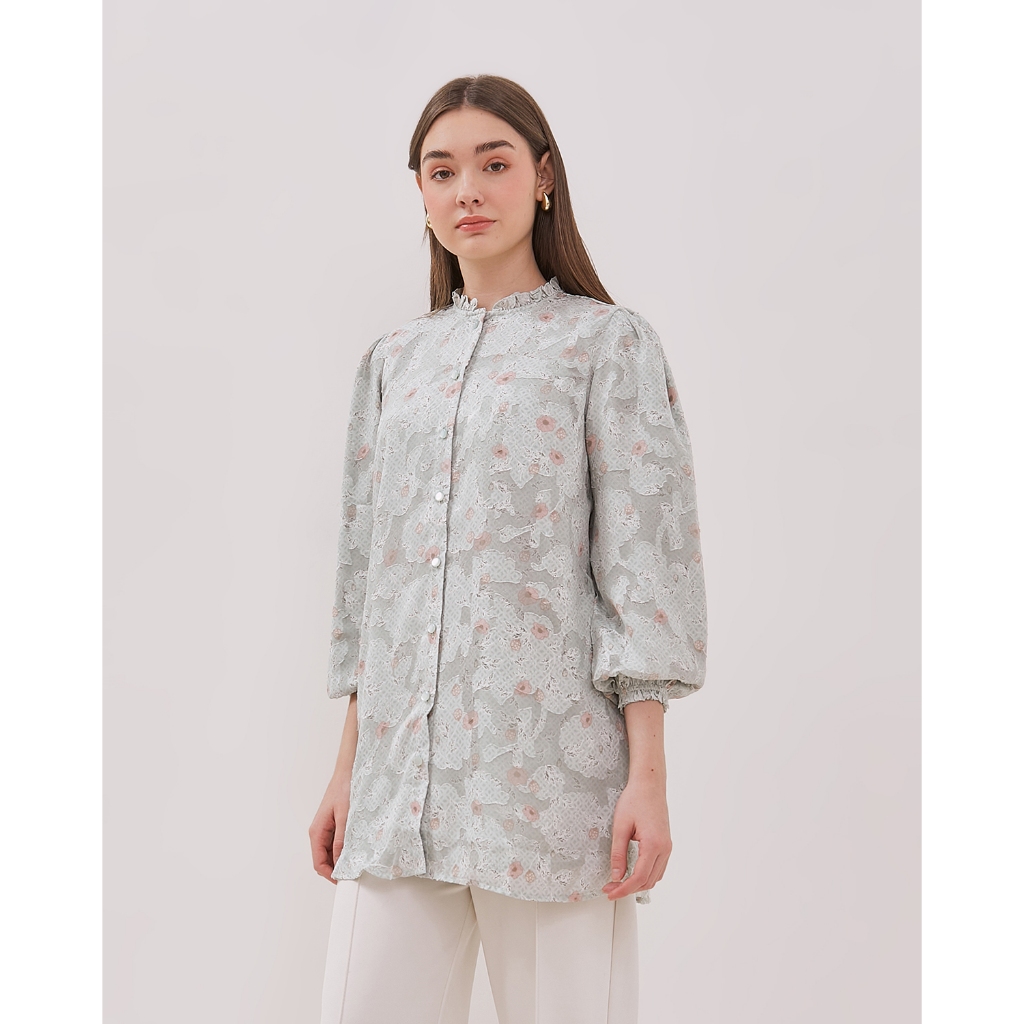 VALINO LADIES Tunik Hijau Motif Bunga Wanita - D-DCGG11-T5