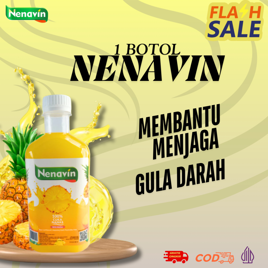 

NENAVIN Cuka Nanas Asli – Fermentasi Alami, Bantu Kontrol Gula Darah & Diabetes Halal - BPOM - 300ml