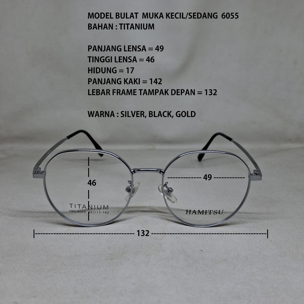 FRAME KACAMATA BULAT 6055 MUKA KECIL / SEDANG