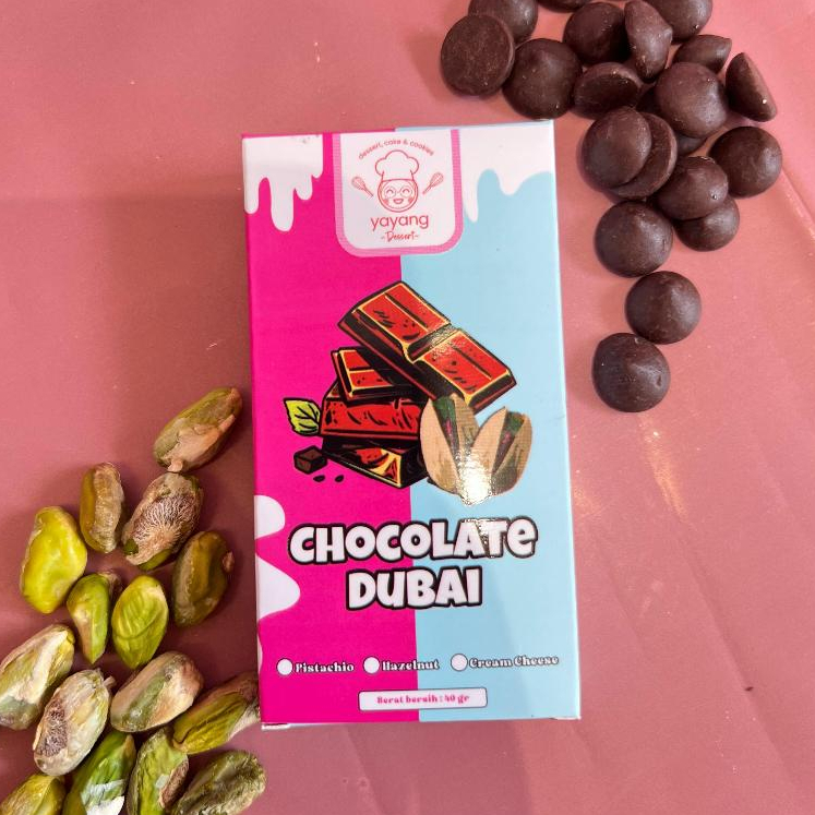 

pink Coklat Dubai Kunafe Pistachio 40gr - Yayang Dessert