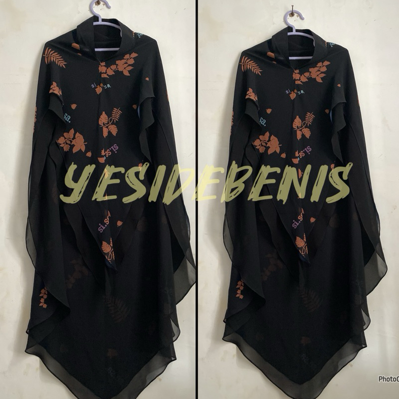 PRELOVED KHIMAR SISESA ORIGINAL BLACK PRINTING