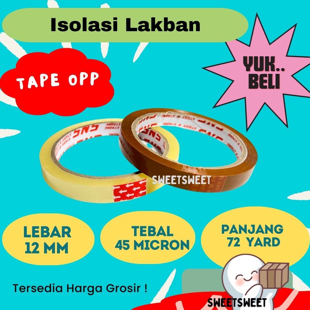 

Sweetsweet SNS Isolasi 12mm 72 Yard | Lakban Best Quality Bening | Coklat {Bisa COD dan Grosir}