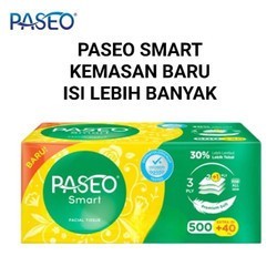 Tissue Paseo Smart 540 (500+40 Ply) 3 Ply Facial Tisu Tissu Wajah 540 Helai/Sheets Lebih Lembut
