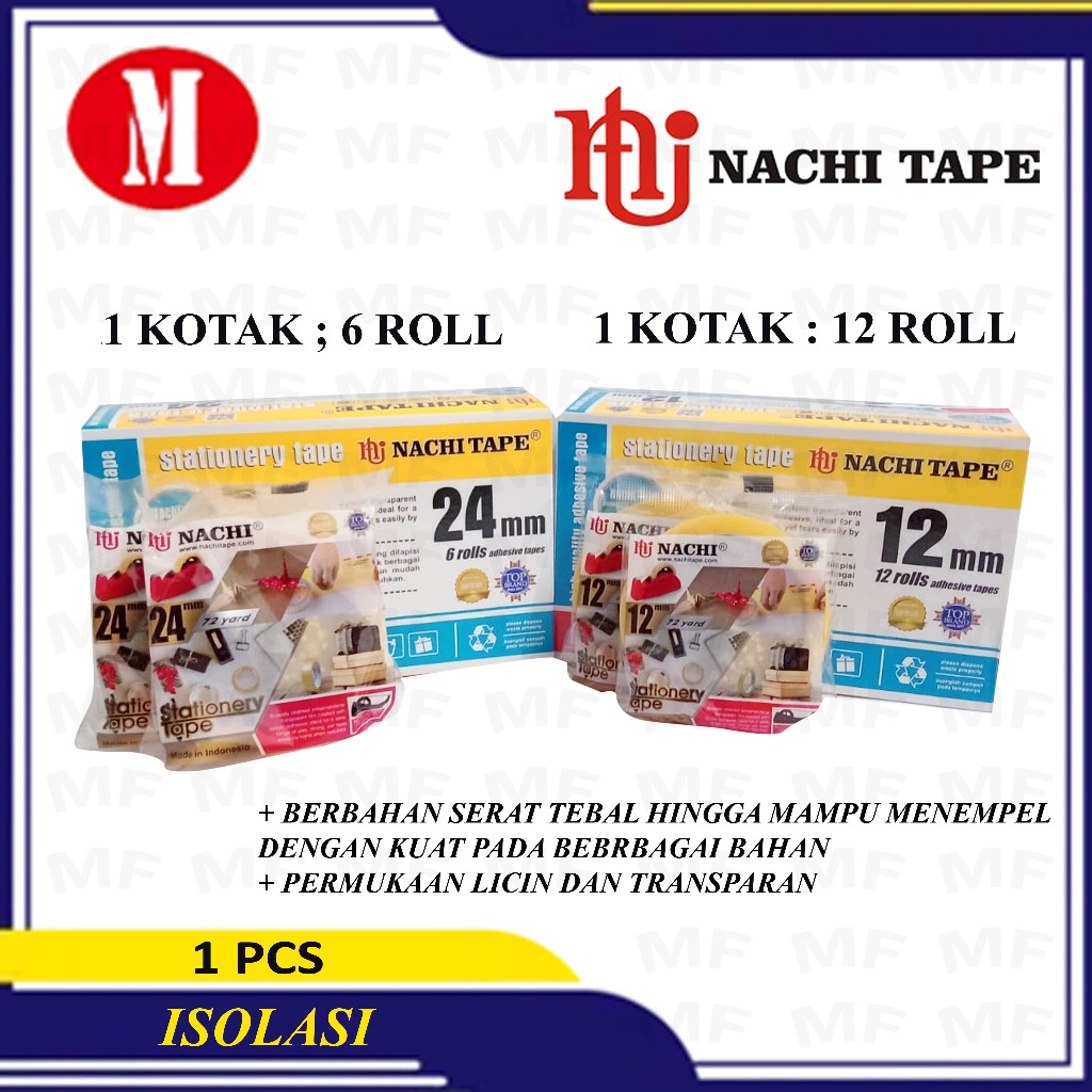 

NACHI TAPE Stationery Tape/Isolasi/Selotip Nachi 12mm, 24mm