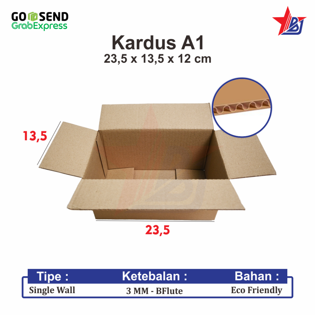

[KHUSUS INSTANT] KARDUS BOX KARTON PACKING DUS BB1 POLOS 23,5 CM x 13,5 CM x 12 CM