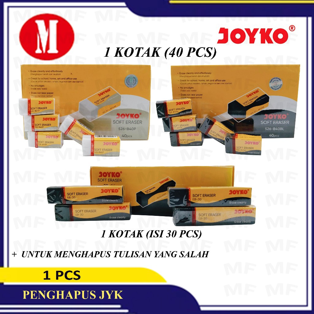 

Penghapus Joyko / Joyko Soft Eraser 526 B40P/526 B40BL & EB-30