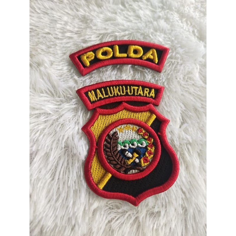 LOGO POLDA MALUKU UTARA BORDIR TIMBUL 3D, ATRIBUT POLRI BORDIR