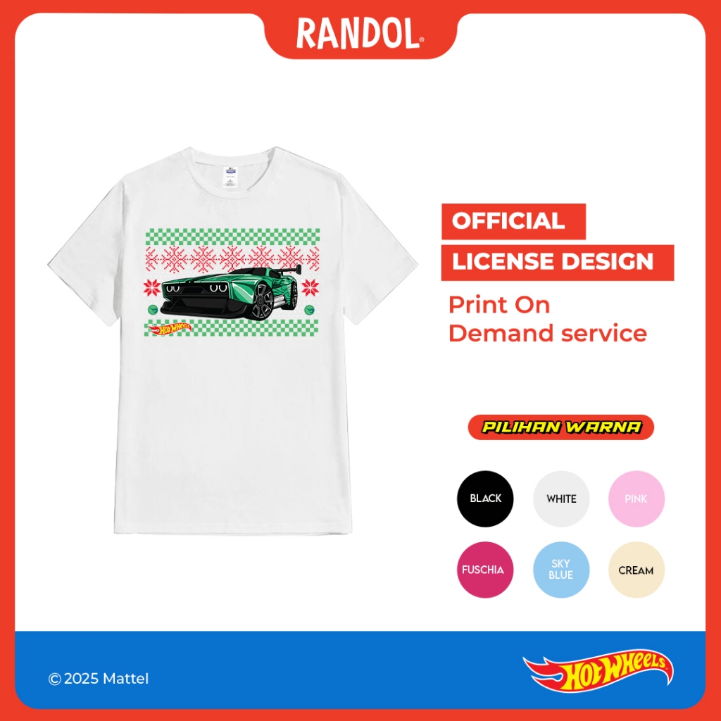 Randol - Kaos Pria dan Wanita Lengan Pendek 24s Cotton Combed Lisensi Resmi  - Hotwheels Design 40