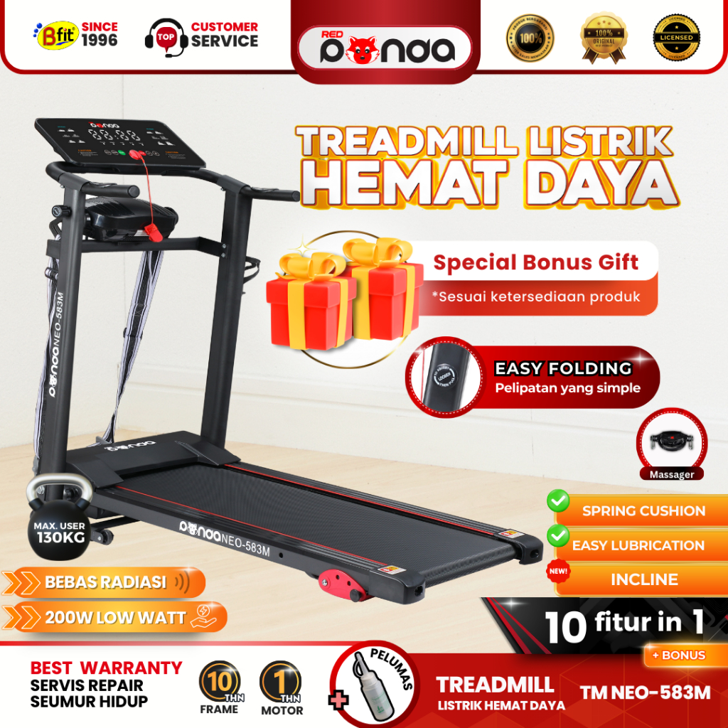Treadmill Listrik Redpanda NEO-583M Multifungsi Murah Lipat Portable Low Watt Gym Fitness