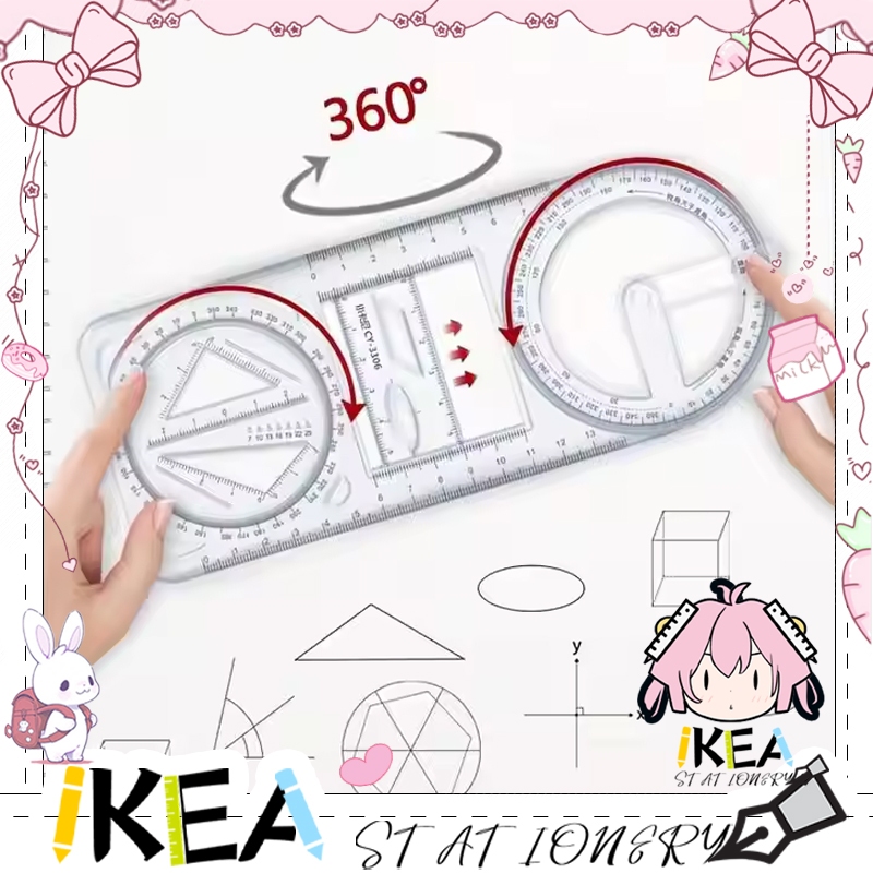 

Penggaris Busur Derajat Multifungsi, Multi Function Geometric Ruler