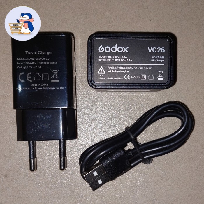GODOX VC26 + VC1 USB Cable Charger Adapter VB-26 Battery V1 / V860III