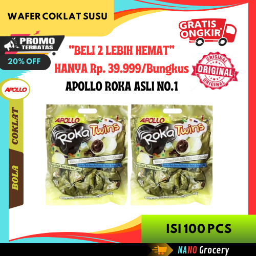 

2 Bungkus Apollo Roka Twins Isi 100 Pcs | Bola Wafer Asli Malaysia