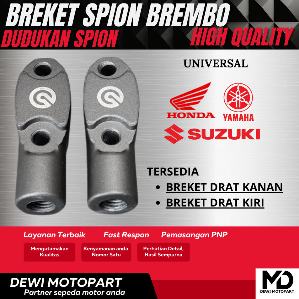 DUDUKAN SPION BREMBO VARIO BEAT SCOOPY MX KING UNIVERSAL BERKUALITAS TINGKAT PRESISI TINGGI BREKET S