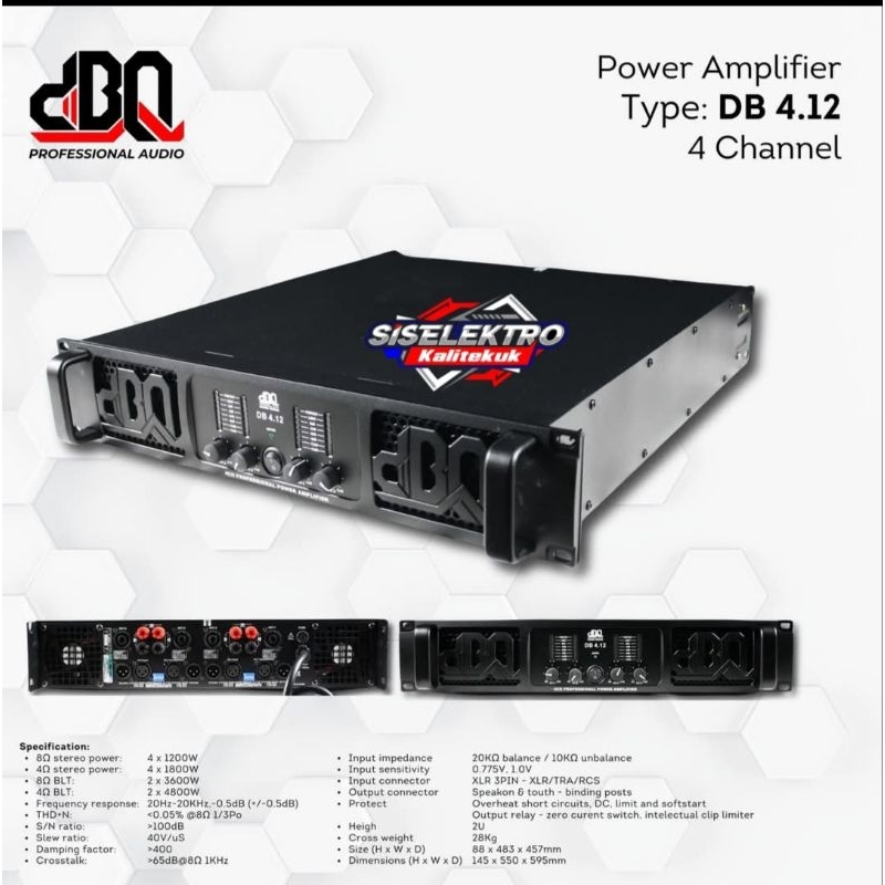 Power amplifier DBQ 412 DBQ DB4.12 Power DBQ 4.12 4 Chanel Power 4CH DBQ 12004 wat