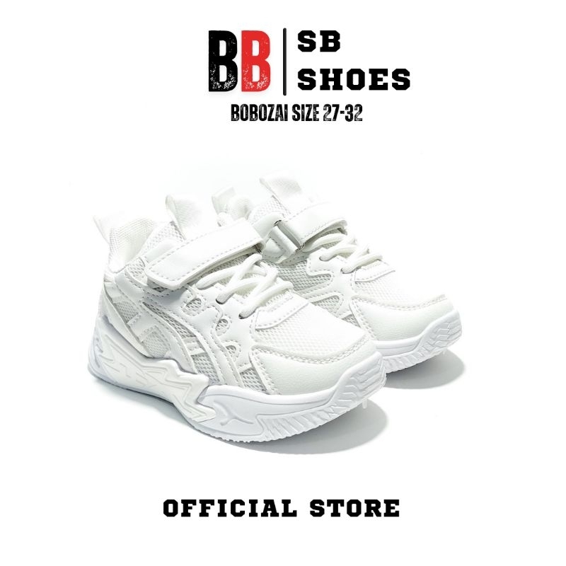 Sneakers BOBOZAI Anak Putih Full || Sepatu Anak TK SD Cewek Cowok Putih || Sepatu Sekolah Anak Putih