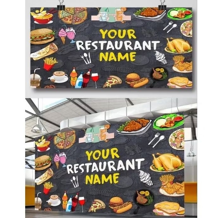 CUSTOM PRINT STICKER VINYL RITRAMA OUTDOOR DINDING CAFE KACA MENU RESTO STAND BOX FULL COLOUR WARNA 