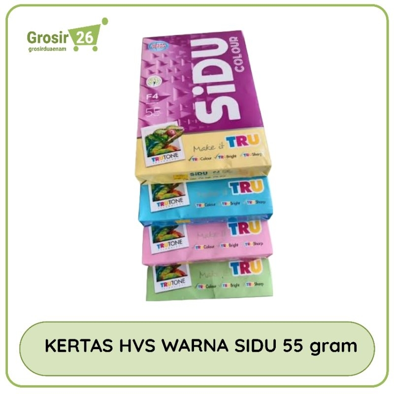 

(1 rim) kertas fotocopy hvs sidu sinar dunia warna 55 gram kuning | biru | hijau | pink
