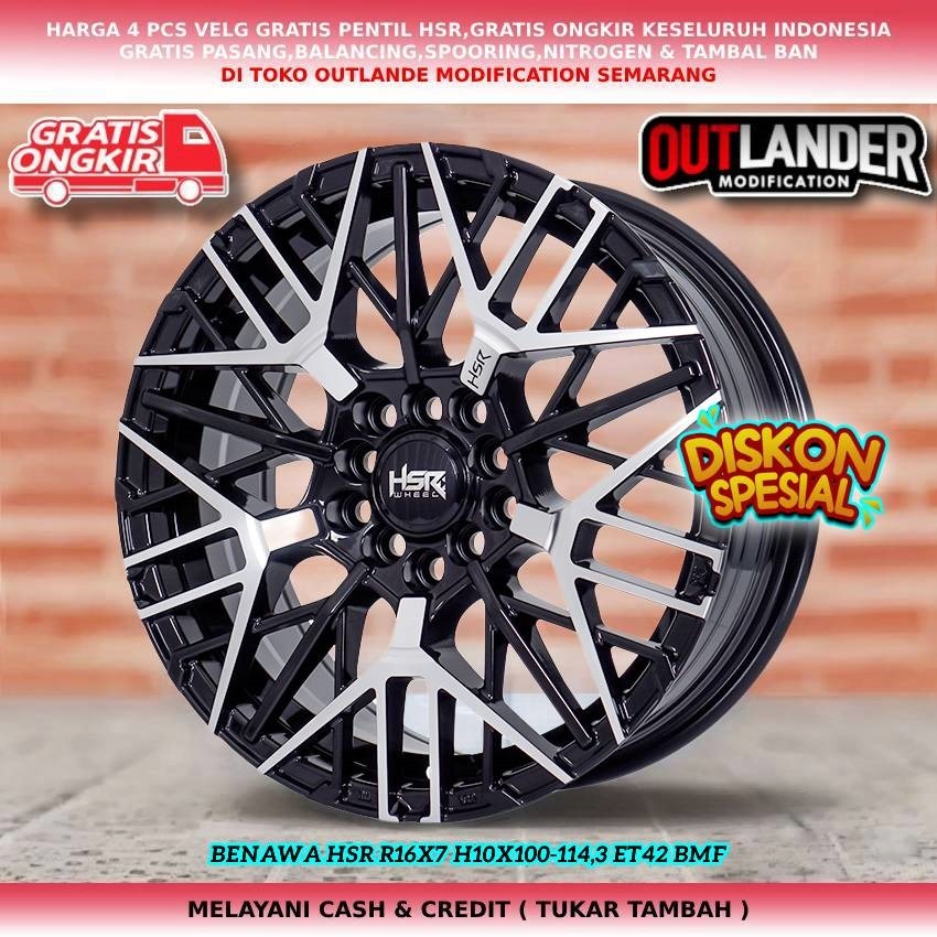 Velg Mobil Ring 16 Alphard Innova Terios Rush Accord HSR Benawa R16 Black Polish Velg Mobil Rush R16