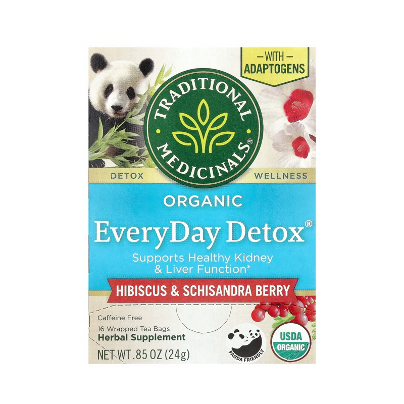 

Tradional Medicinals Organic Everyday Detox Caffeine Free Hibiscus Schisandra Berry Dandelion Lemon 16 Wrapped Tea Bags