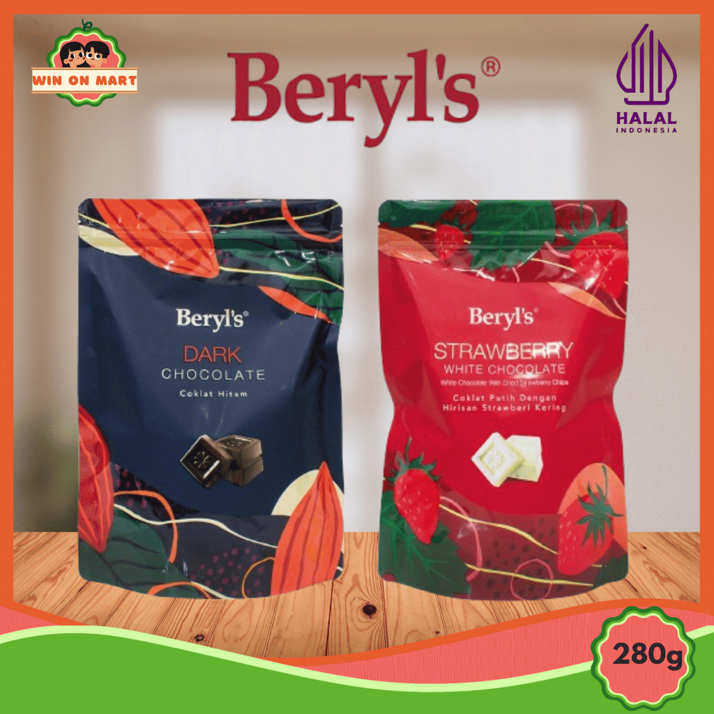

Coklat | Berly's Chocolate 280g | Dark Chocolate | White Chocolate With Dried Strawberry Chips