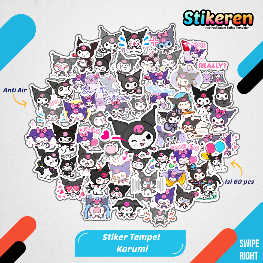

Stiker Anime Kuromi Sanrio Paper Vinyl Dekorasi Laptop Koper Tumbler Kulkas DIY