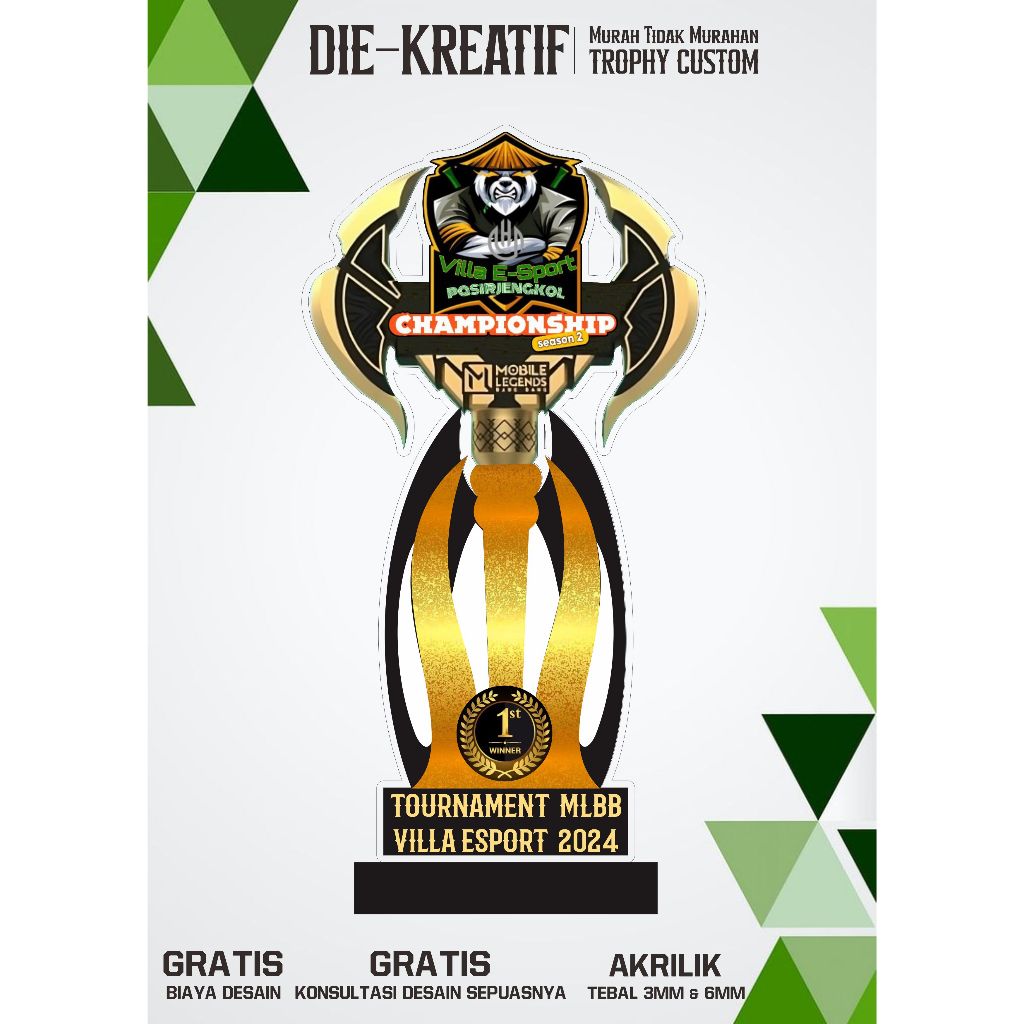 Trophy Mobile Legends/Piala Mobile Legend/Plakat ML/Bahan Akrilik 3mm dan 6mm/Bisa Customs