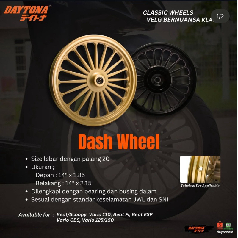 velg daytona original vario 125/150 pnp tinggal pasang