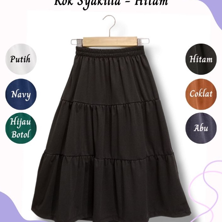 Rok Syakilla  Rok Panjang Anak Perempuan Model Korea Remaja Long Skirt Maxi Bawahan Rok 3 TIngkat An