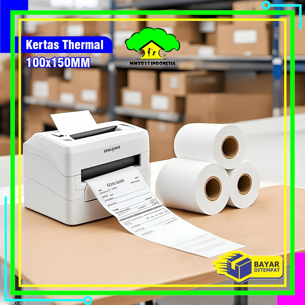 

MI-A72 Label Sticker Thermal 100x150 MM Isi 500 LEMBAR / Kertas Stiker Resi Label Barcode / Kertas Thermal Kertas Printer