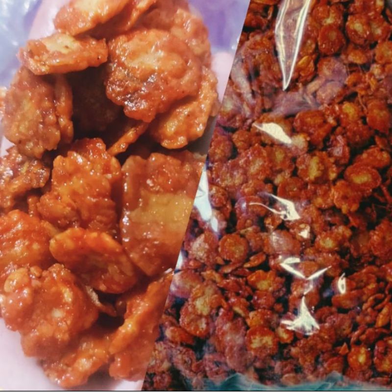 

Emping melinjo pedas manis 500 gr 250 gr