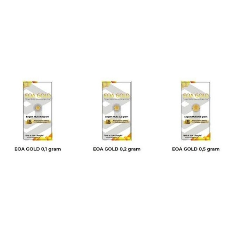 Emas Logam Mulia EOA Gold Varian Reguler Gramasi Kecil (0.1 , 0.2 , 0.5 gram)