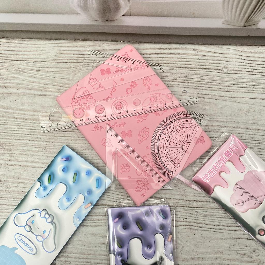 

4 IN 1 PGG-1818 Penggaris SANRIO 1 Set Mistar Ruler Alat Tulis Sekolah Anak / Perlengkapan Sekolah penggaris busur Penggaris diagram Cinamon melody Kuromi Bisa Cod