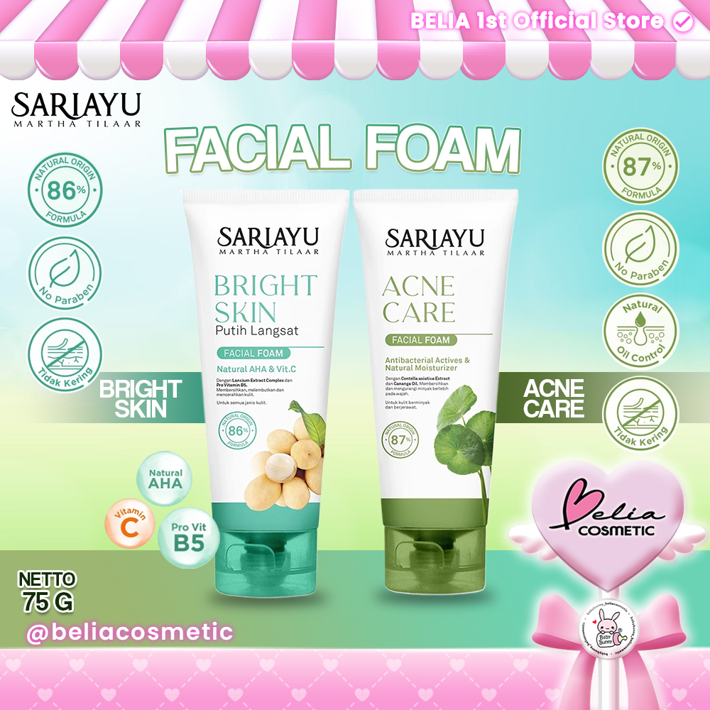❤ BELIA ❤ SARIAYU Facial Foam 75 ml Series | Bright Skin | Acne Care | Sabun pembersih wajah