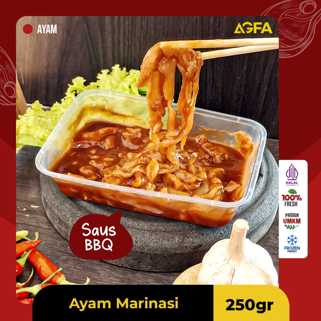 Daging Ayam Slice Marinasi 500 gram / Daging Slice Marinasi / Daging Berbumbu Saos Ayam Marinasi Hal