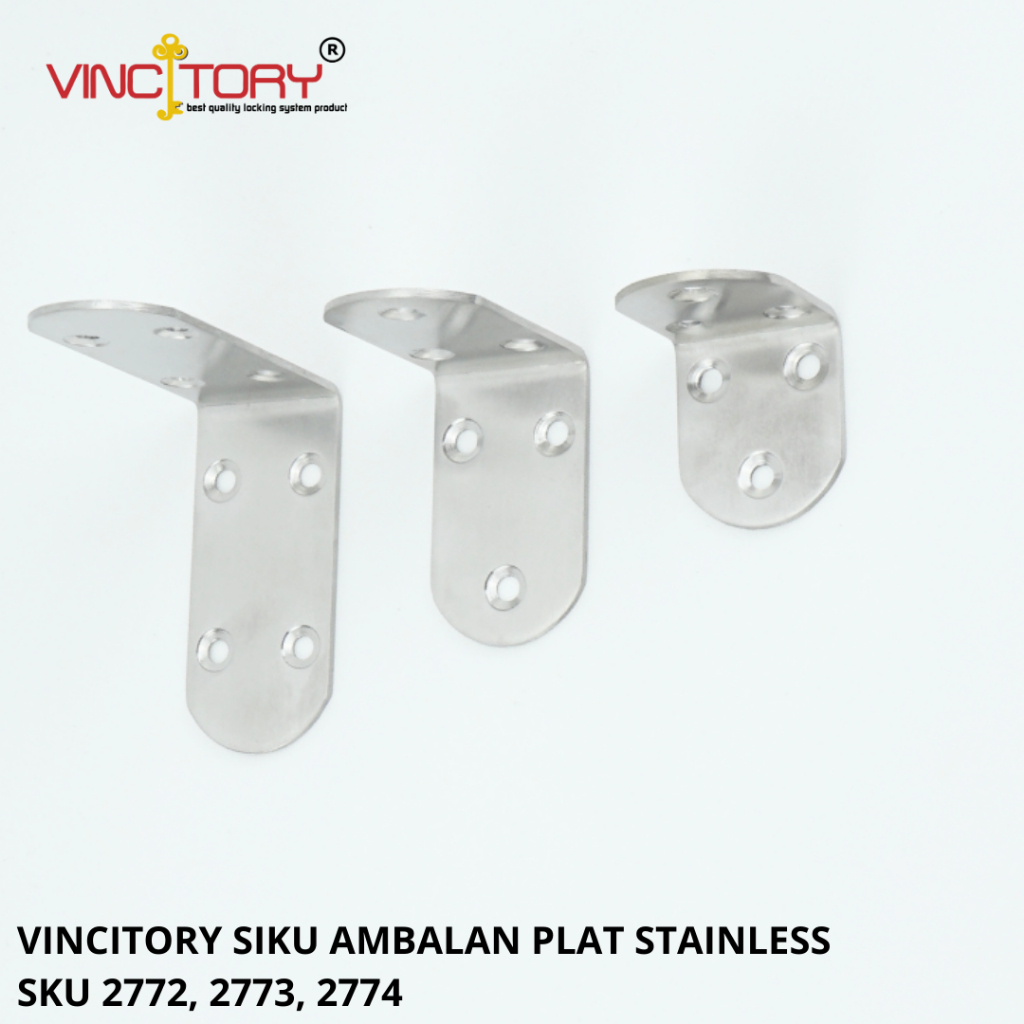 PLAT Siku L Stainless Tebal 2.2mm Model Lebar VINCITORY | Siku L Stainless Kuat Dan Tebal