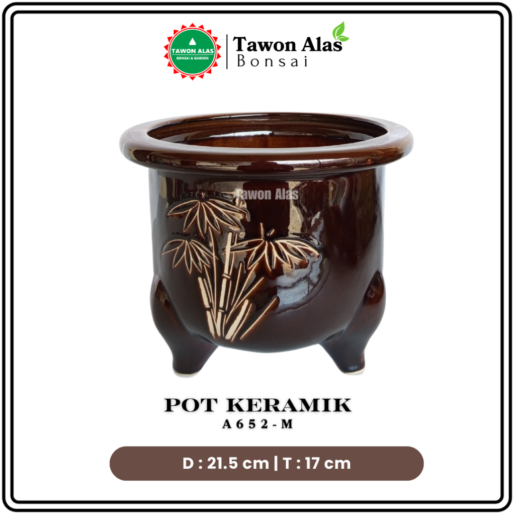 Pot Bonsai Keramik Bagus Bulat Unik Medium | 20 cm
