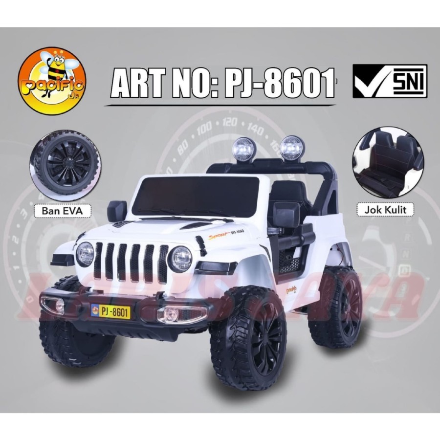 MOBILAN AKI JEEP RUBICON PACIFIC 8601 MOBIL AKI ANAK UKURAN BESAR BAN EVA KARET