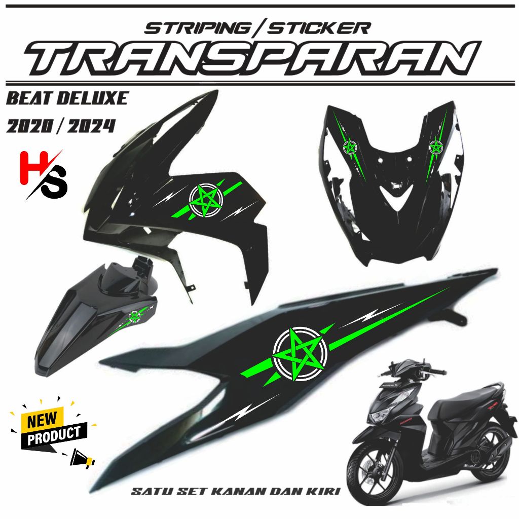 STICKER STRIPING TRANSPARAN MOTOR HONDA BEAT DELUXE 2021/2020 VARIAIS ART TERBARU SIMPLE A28