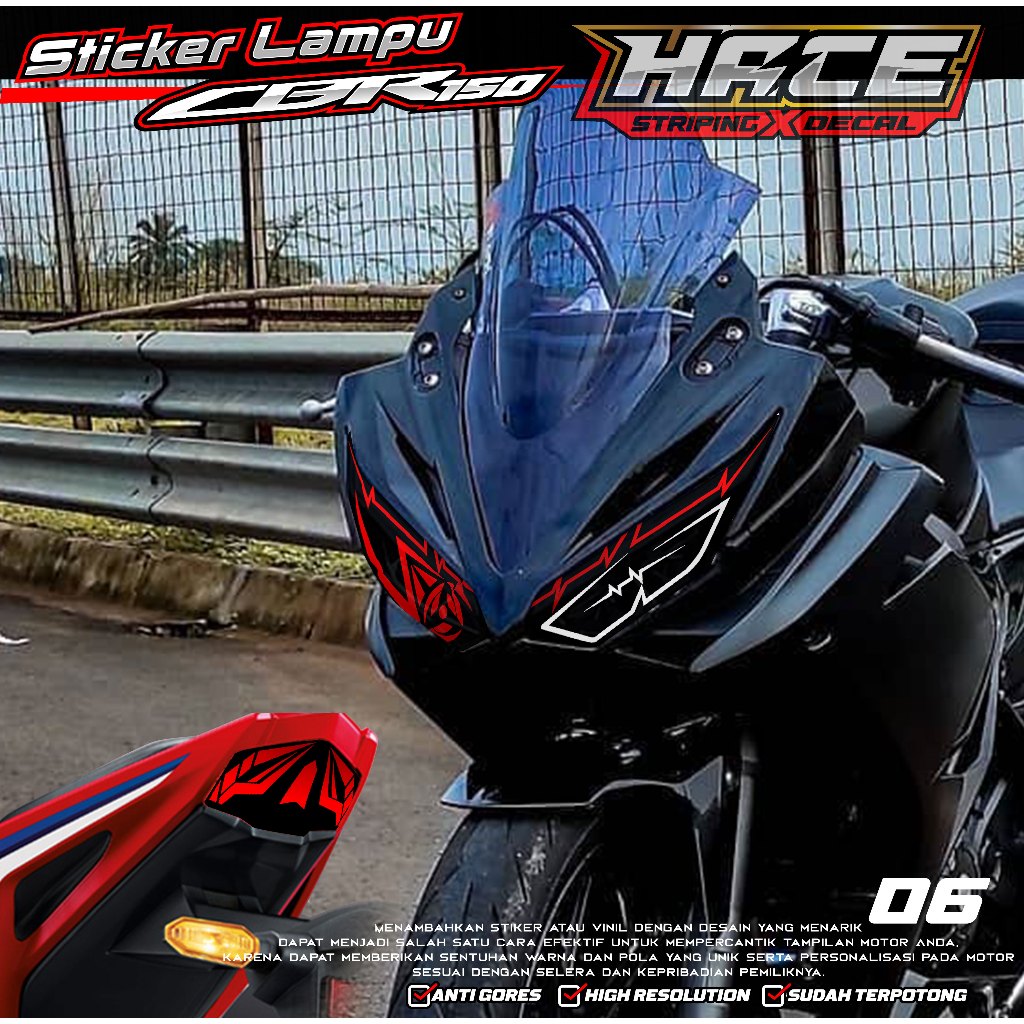 KODE 06 STIKER TRANSPARAN LAMPU CBR 150R FACELIFT 2019 - STIKER LAMPU CBR 150R 2019 PREMIUM
