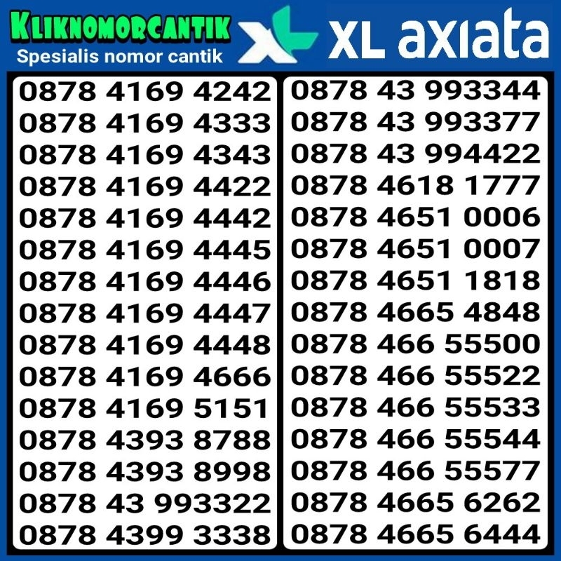 nomor cantik XL axiata 4G&5G kartu perdana XL cantik sp2