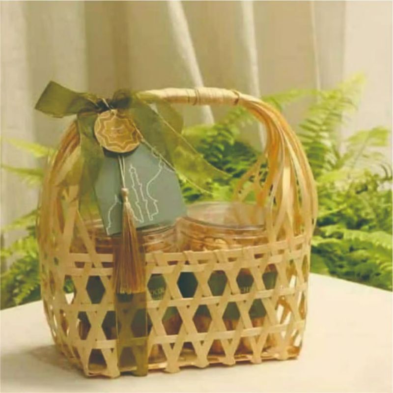 keranjang hampers anyaman bambu, keranjang buah serbaguna