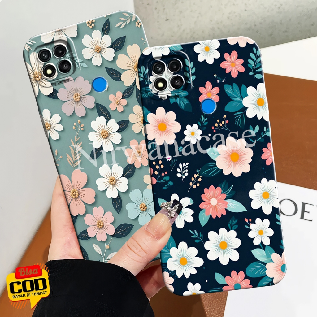 Case Hp Redmi 9C / Redmi 9A / Redmi 10A / Redmi 10C / Poco C40 Motif Bunga Bunga Sillikon Pro Camera
