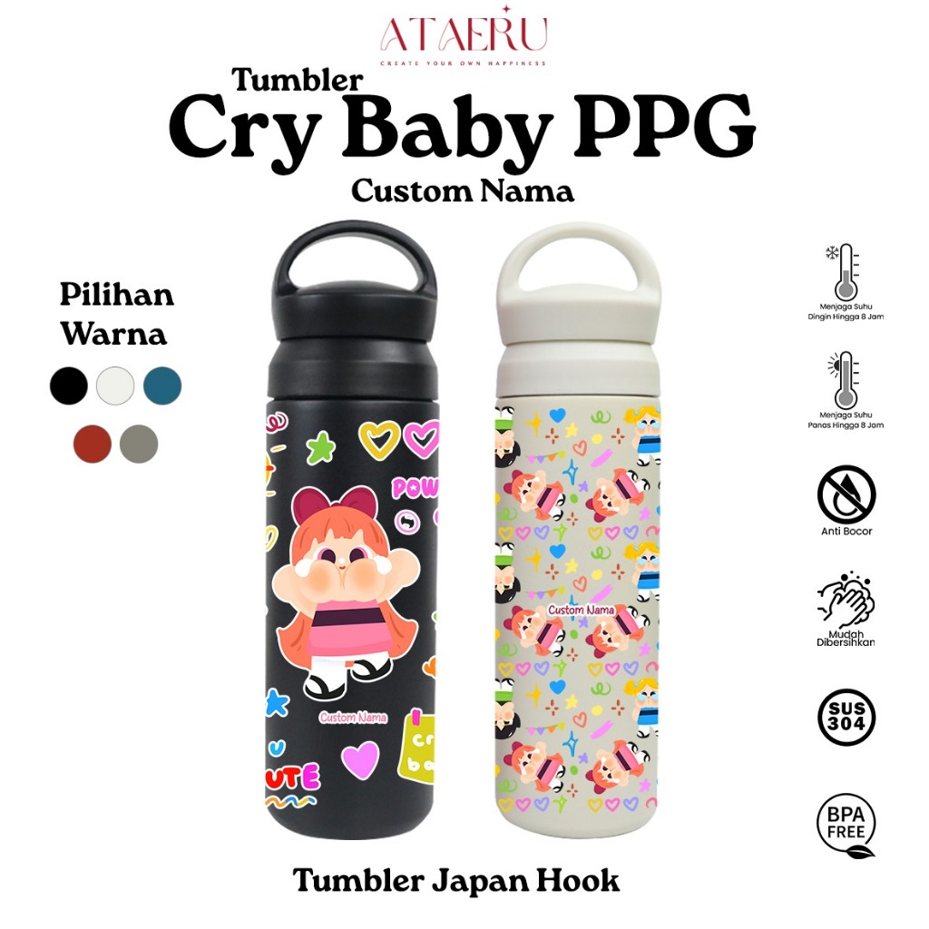 Tumbler Cry Baby PPG Custom Nama Botol Minum Anak Custom