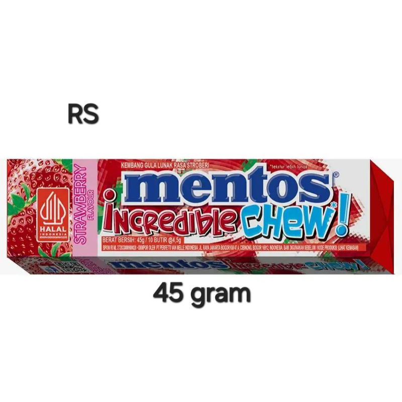 

mentos incredible chew candy strawberry 45g