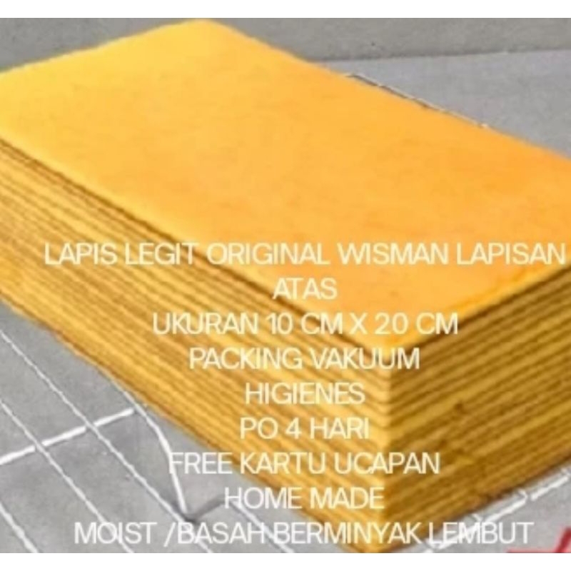 

lapis legit original super pakai wisman di vakum ukuran 10 cm x 20 cm free kartu ucapan lebaran