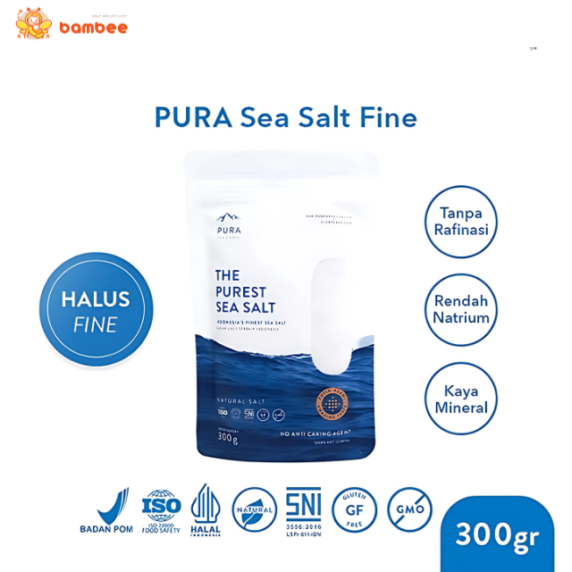 

Pura Sea Salt Fine (300gr) - Garam Laut Halus - Garam Organik - Garam Natural - Garam Laut Murni